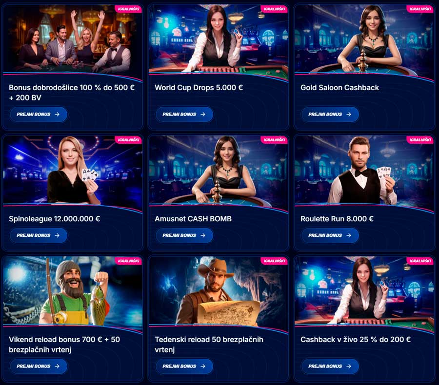 Bonusi v Boomerang Bet Casino