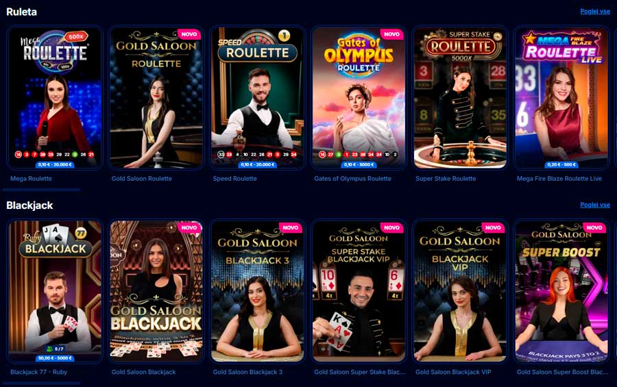 Namizne igre v Boomerang Bet Casino