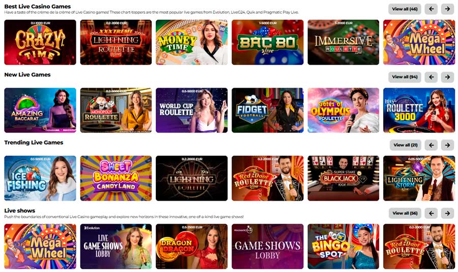Igre v živo v Energy Casino